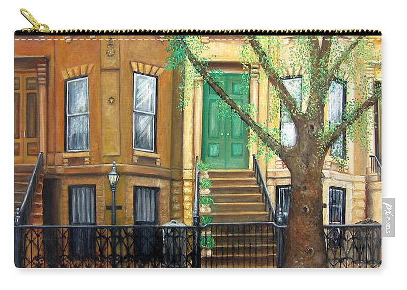 Ny City Zip Pouch featuring the painting Brooklyn Brownstone Corridor #2 by Leonardo Ruggieri