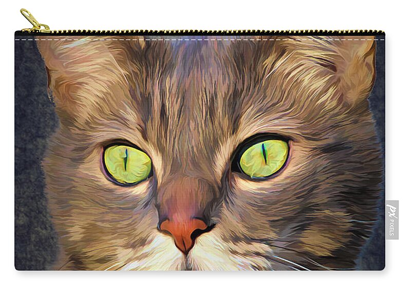 Art Zip Pouch featuring the photograph Cat With Green Eyes #2 by Rick Deacon