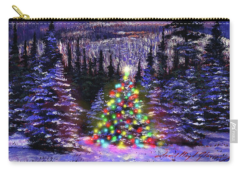 Christmas Zip Pouch featuring the painting Christmas Tree Land #1 by David Lloyd Glover