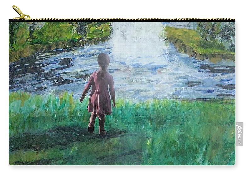 Wonder Zip Pouch featuring the painting Curiosity #2 by Suzanne Berthier