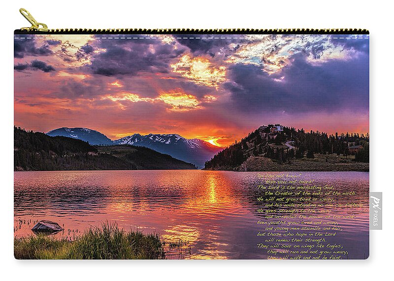 Sunset Zip Pouch featuring the photograph Fiery Sunset at Summit Cove #2 by Stephen Johnson
