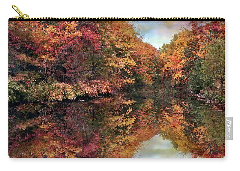 Autumn Zip Pouch featuring the photograph Foliage Reflections by Jessica Jenney