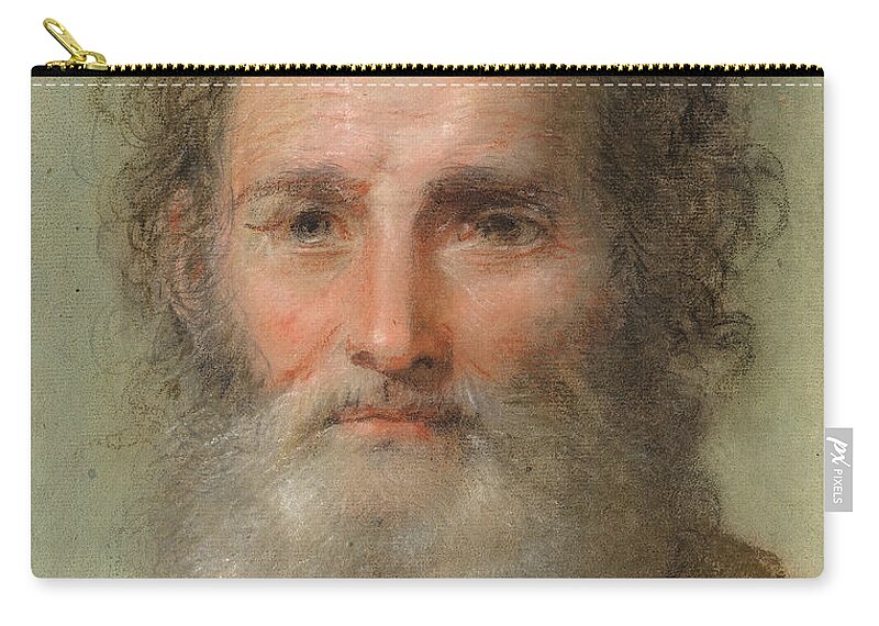 Benedetto Luti Zip Pouch featuring the drawing Head of a Bearded Man #3 by Benedetto Luti