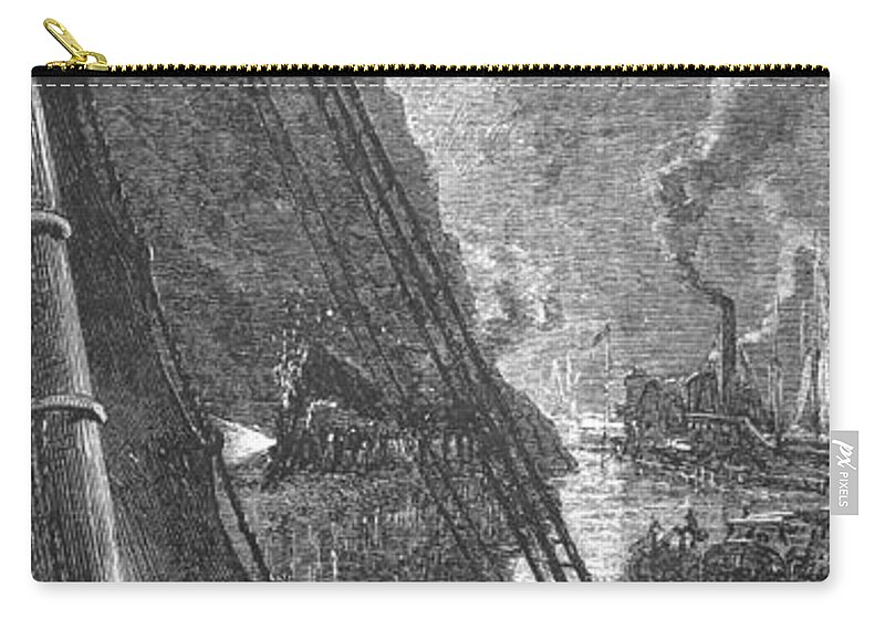 1874 Zip Pouch featuring the drawing Hudson River, 1874 #2 by Harry Fenn