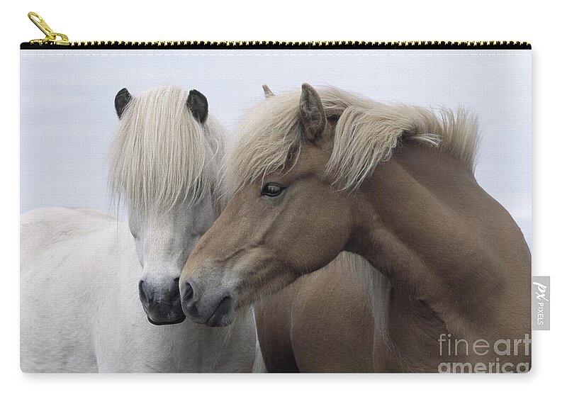 Affection Zip Pouch featuring the photograph Icelandic Horses by John Daniels