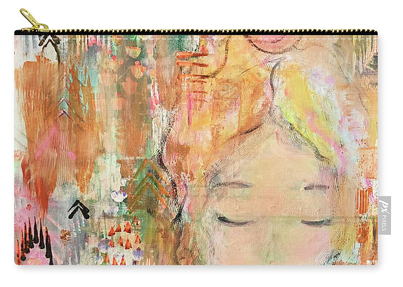 Intuitive Painting Zip Pouch featuring the drawing Intuitive Painting by Claudia Schoen