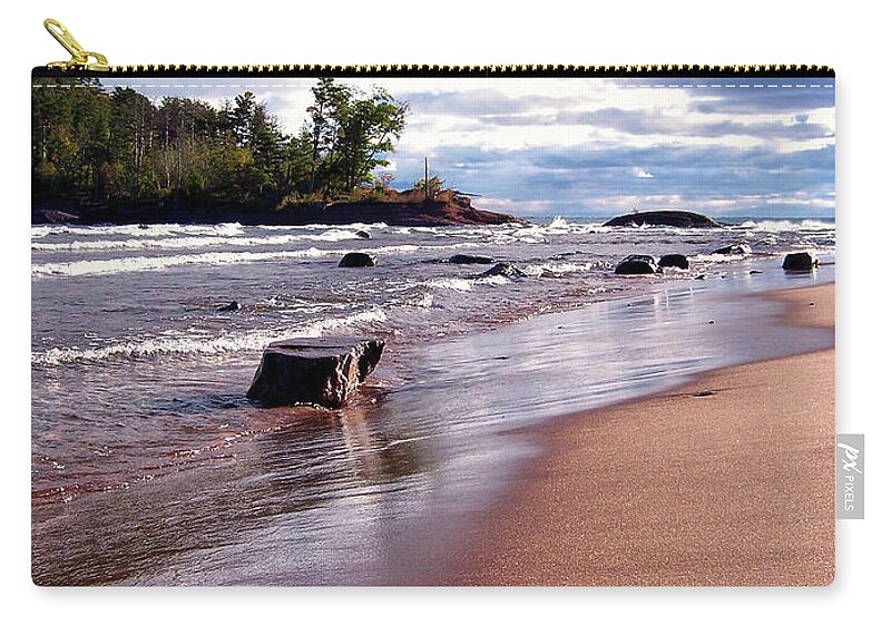 Photography Carry-all Pouch featuring the photograph Lake Superior Shoreline by Phil Perkins