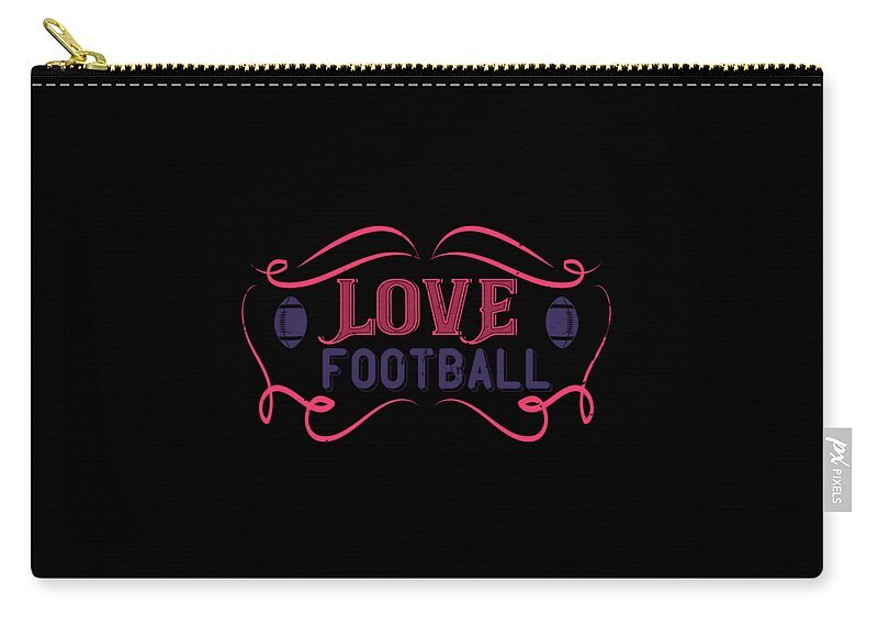 Football Zip Pouch featuring the digital art Love football #2 by Jacob Zelazny