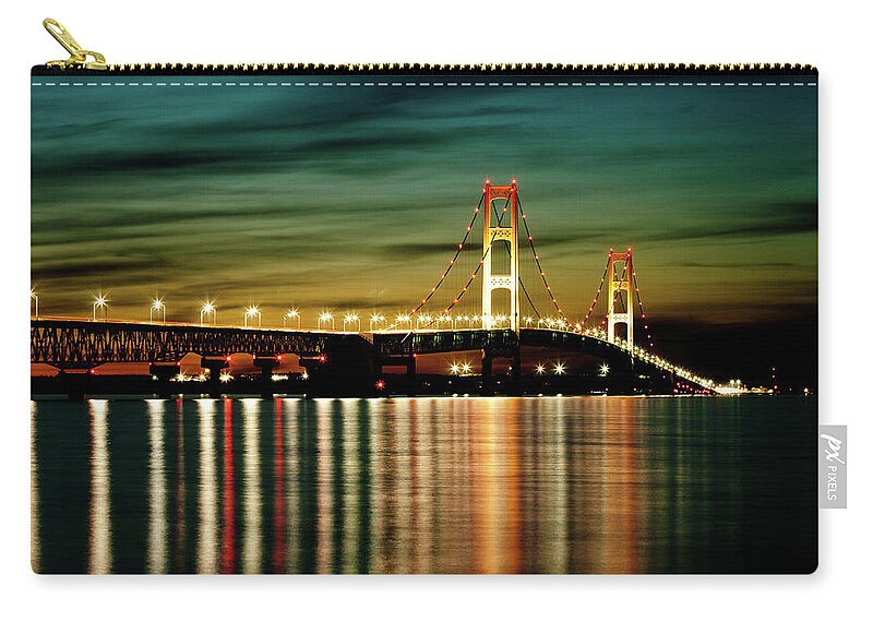 Bridge Carry-all Pouch featuring the photograph Mackinac Bridge in the Evening Light by Rich S