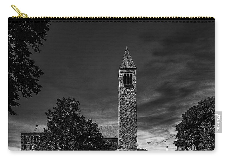 Mcgraw Tower Zip Pouch featuring the photograph McGraw Tower and Uris Library - Cornell University #2 by Mountain Dreams