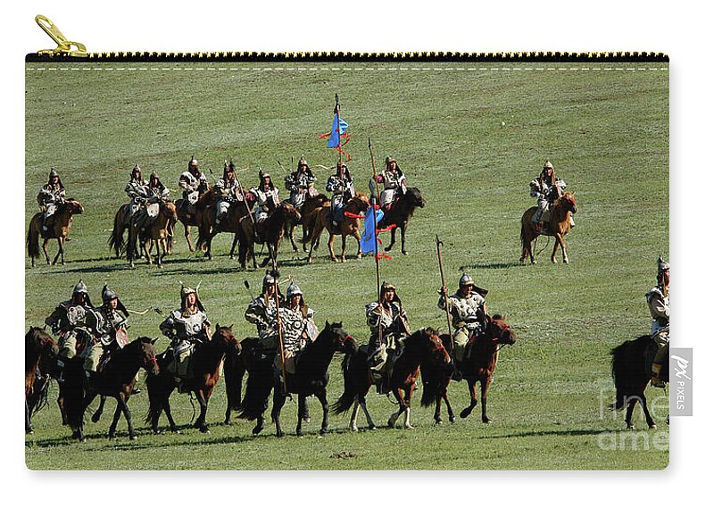 Mongol Hero's Carry-all Pouch featuring the photograph Mongol hero's by Elbegzaya Lkhagvasuren