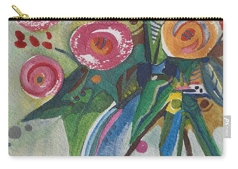 Still Life Carry-all Pouch featuring the painting Pink Roses by Sheila Romard