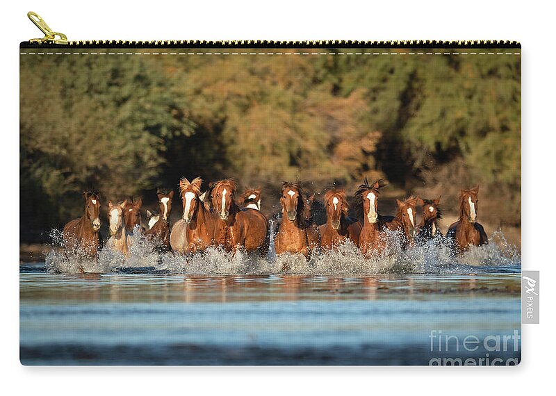 Salt River Wild Horses Zip Pouch featuring the photograph Running Free #2 by Shannon Hastings