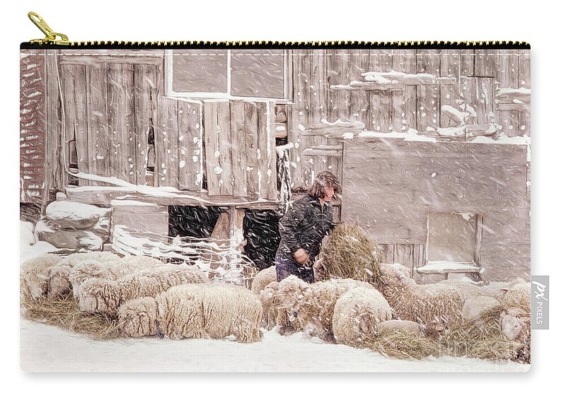 Underhill Zip Pouch featuring the photograph Sheep in Underhill, Vermont. by George Robinson