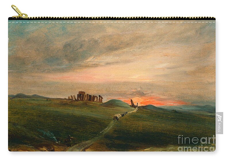 Stonehenge At Sunset Zip Pouch featuring the painting Stonehenge at Sunset #2 by John Constable