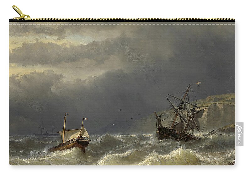 Louis Meijer Zip Pouch featuring the painting Storm in the Strait of Dover #3 by Louis Meijer
