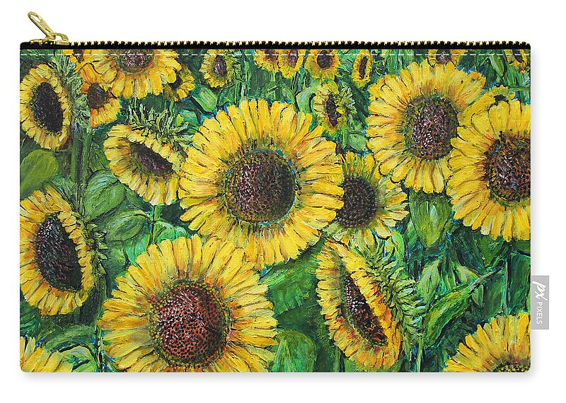 Wandell Zip Pouch featuring the painting Sunflowers #1 by Richard Wandell
