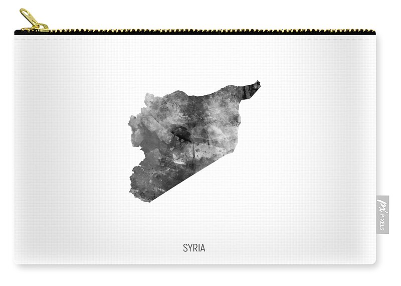 Syria Zip Pouch featuring the digital art Syria Watercolor Map #2 by Michael Tompsett