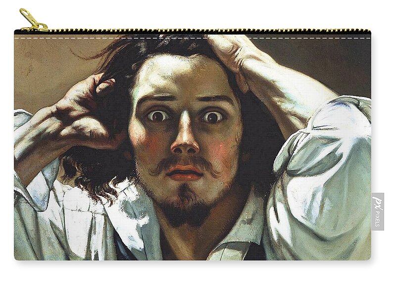 The Desperate Man Zip Pouch featuring the painting The Desperate Man #2 by Gustave Courbet