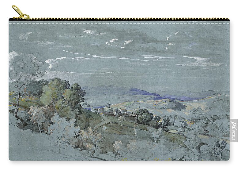 Johann Georg Von Dillis Zip Pouch featuring the drawing The Hills of Umbria near Perugia by Johann Georg von Dillis