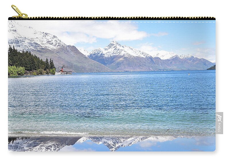 Aerial Landscape Zip Pouch featuring the photograph The view of Queenstown #2 by Yujun