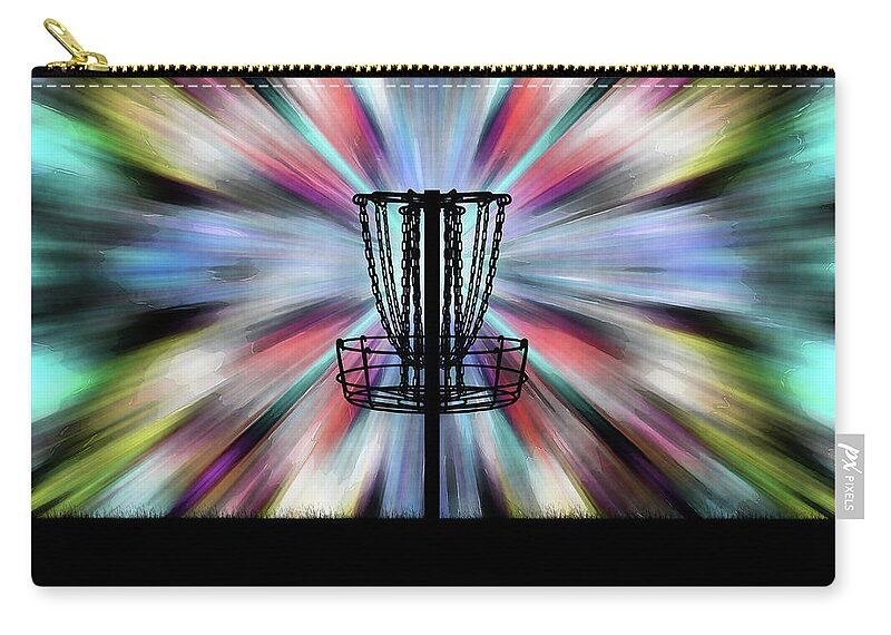 Disc Golf Carry-all Pouch featuring the digital art Tie Dye Disc Golf Basket by Phil Perkins