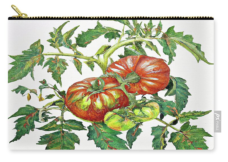 Two Red Tomatoes Zip Pouch featuring the digital art 2 Tomatoes 2 B by Cathy Anderson