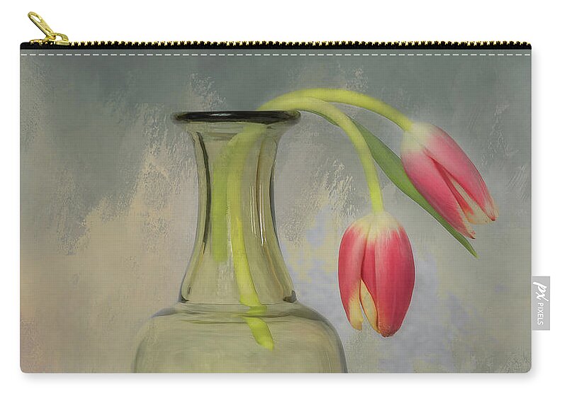 Tulips Zip Pouch featuring the photograph Two Tulips #2 by Sylvia Goldkranz