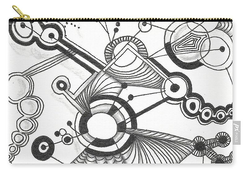 Zentangle Zip Pouch featuring the drawing Untitled 1 by Jan Steinle