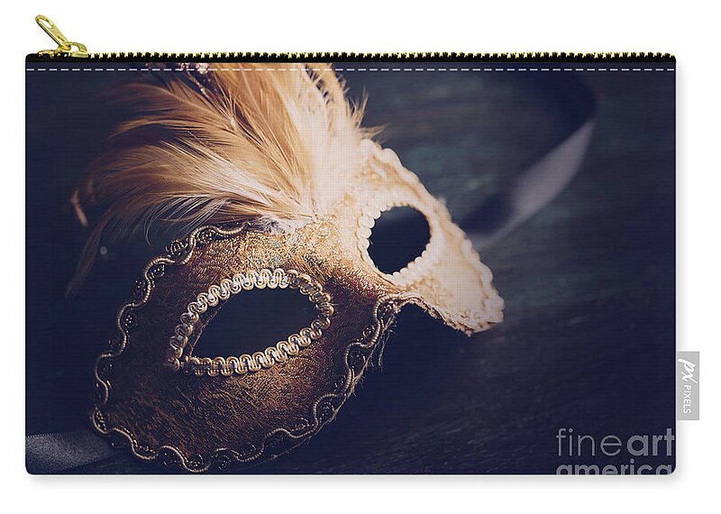 Mask Zip Pouch featuring the photograph Venetian mask #2 by Jelena Jovanovic