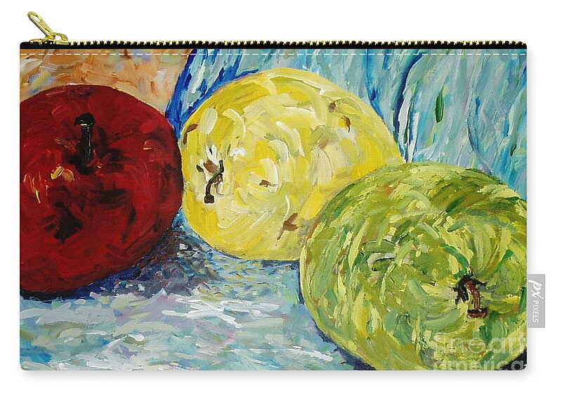 Fruit Zip Pouch featuring the painting Vibrant Apples by Reina Resto