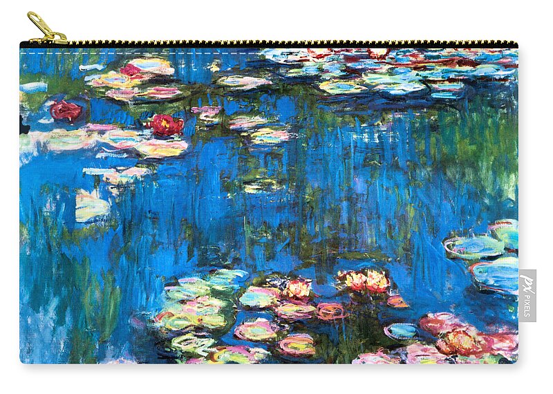 Claude Monet Carry-all Pouch featuring the painting Waterlilies 1914 by Claude Monet