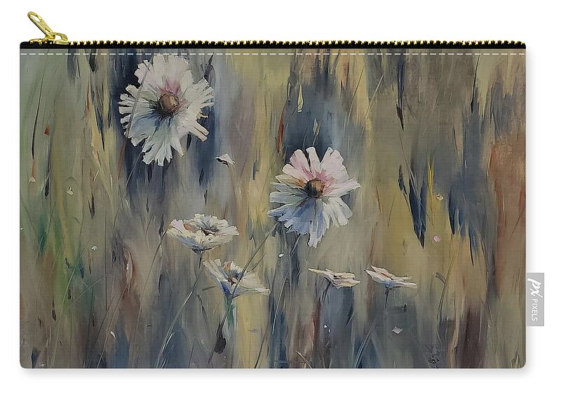 Wildflowers Zip Pouch featuring the painting Wild Daisies #1 by Sheila Romard