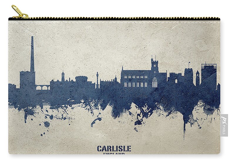 Carlisle Zip Pouch featuring the digital art Carlisle England Skyline #20 by Michael Tompsett