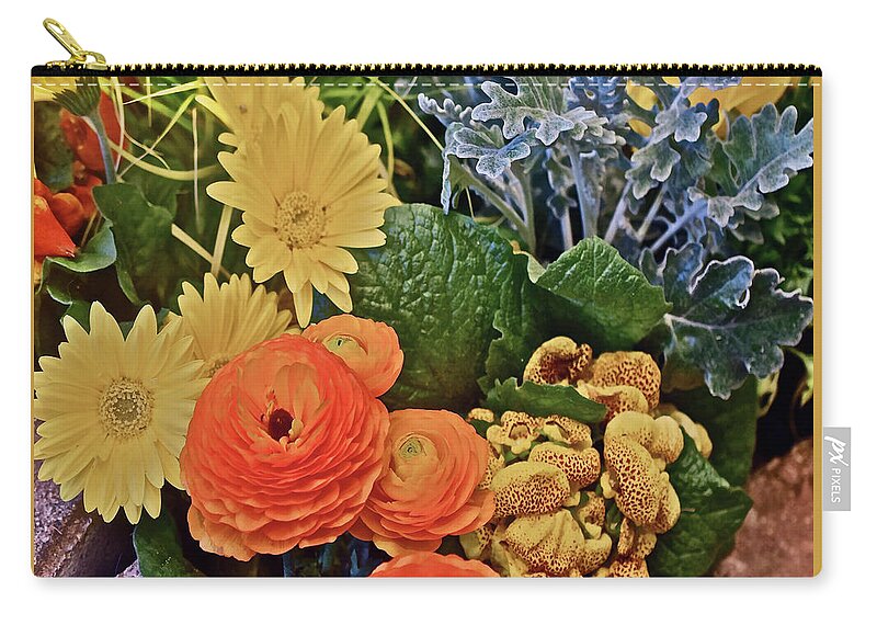 Daisy Zip Pouch featuring the photograph 2020 Daisies, Buttercups and Pocketbook Flower by Janis Senungetuk