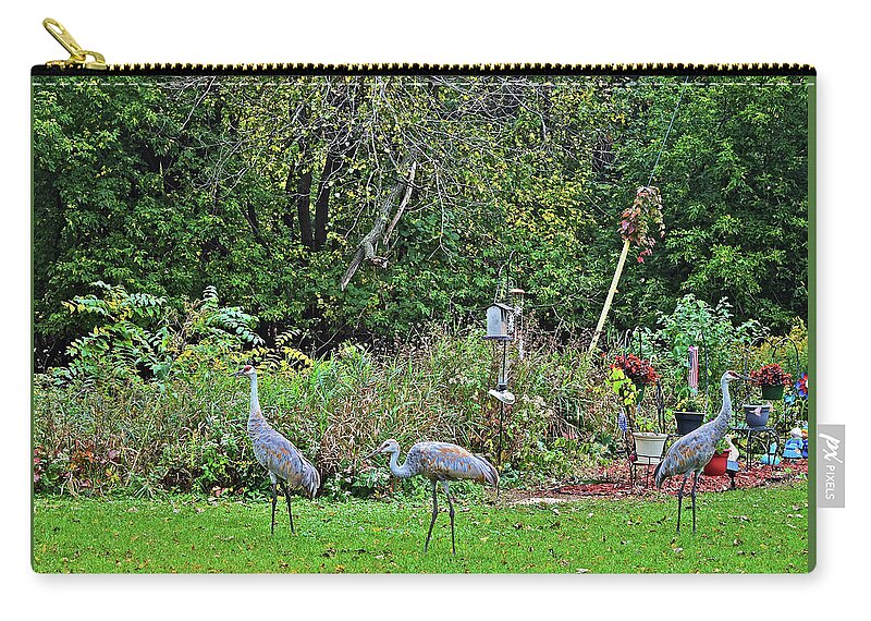 Sandhill Cranes Zip Pouch featuring the photograph 2021 Fall Sandhill Cranes 3 by Janis Senungetuk