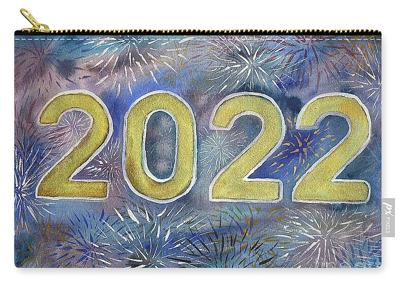 2022 Carry-all Pouch featuring the painting 2022 Fireworks by Lisa Neuman