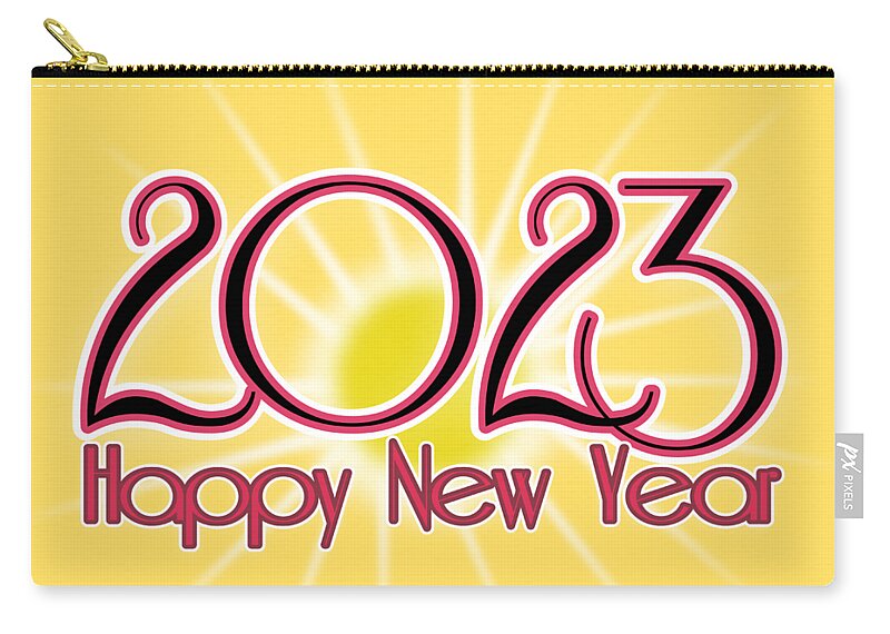 2023 Zip Pouch featuring the digital art 2023 Happy New Year by Delynn Addams