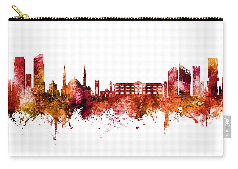 Beirut Zip Pouch featuring the digital art Beirut Lebanon Skyline #21 by Michael Tompsett