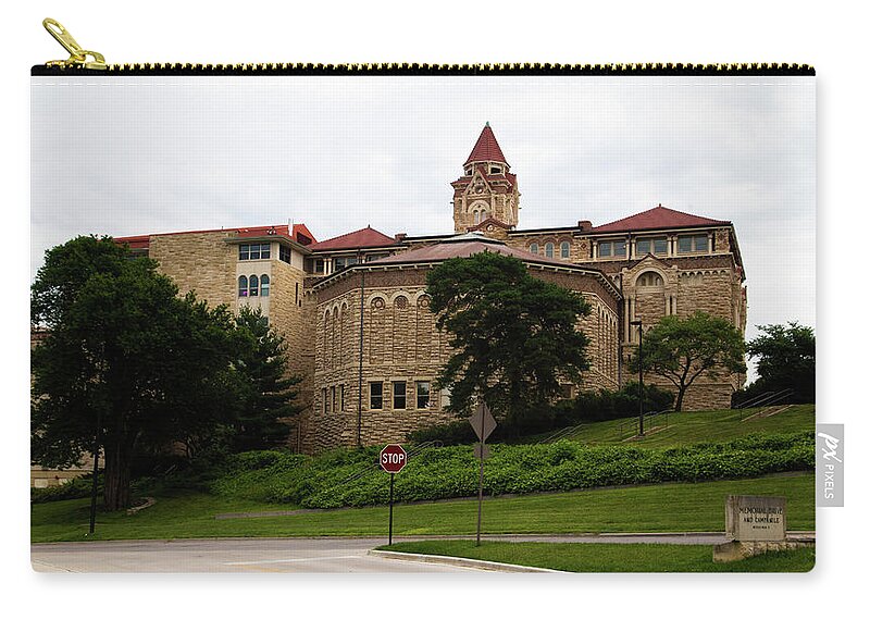 Kansas Jayhawks Zip Pouch featuring the photograph Watson Library at University of Kansas by Eldon McGraw