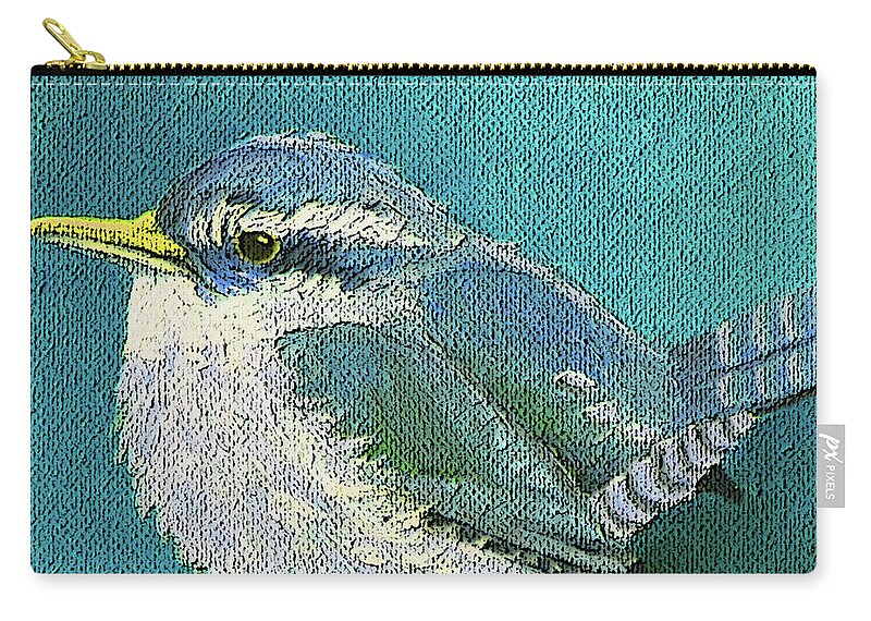Bird Zip Pouch featuring the painting 23 B Blue Green Wren by Victoria Page