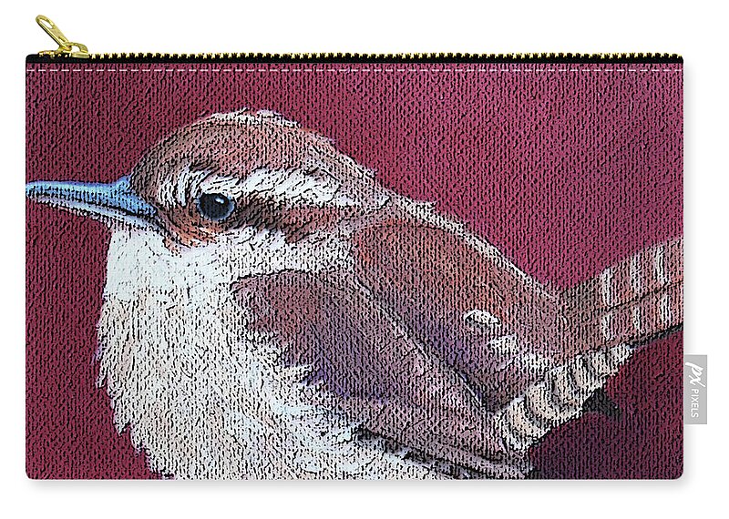 Bird Zip Pouch featuring the painting 23 Wren by Victoria Page
