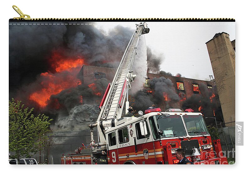 May 2nd 2006 Spectacular Greenpoint Terminal 10 Alarm Fire in Brooklyn, NY  Zip Pouch by Steven Spak - Pixels