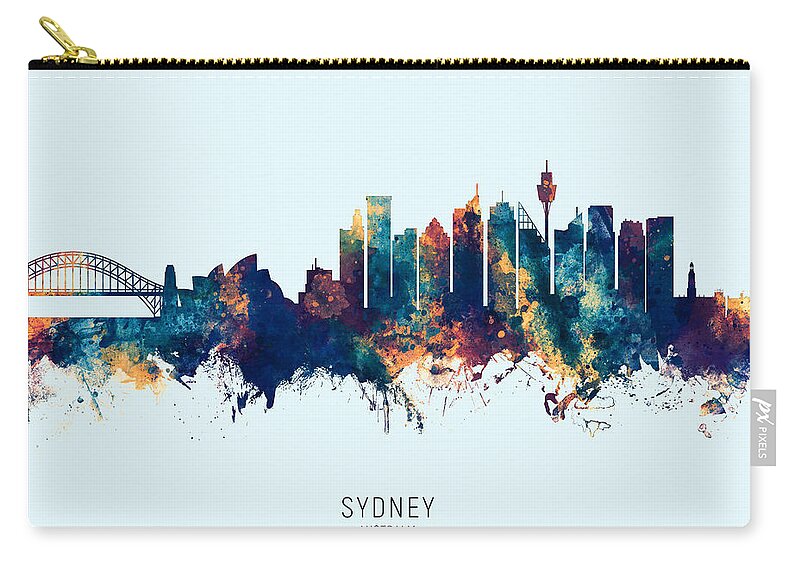 Sydney Zip Pouch featuring the digital art Sydney Australia Skyline #25 by Michael Tompsett