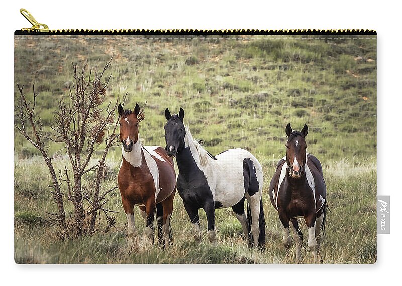 Horse Zip Pouch featuring the photograph Wild Horses #26 by Laura Terriere