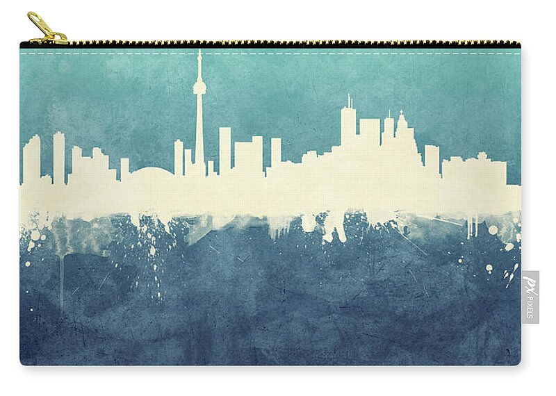 Toronto Zip Pouch featuring the digital art Toronto Canada Skyline #27 by Michael Tompsett