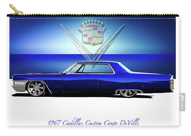 1967 Cadillac Coupe Deville Zip Pouch featuring the photograph 1967 Cadillac Custom Coupe DeVille #3 by Dave Koontz