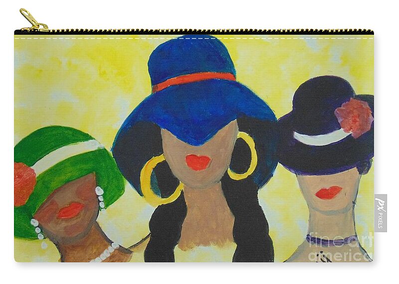 Women Zip Pouch featuring the painting 3 Amigas by Saundra Johnson