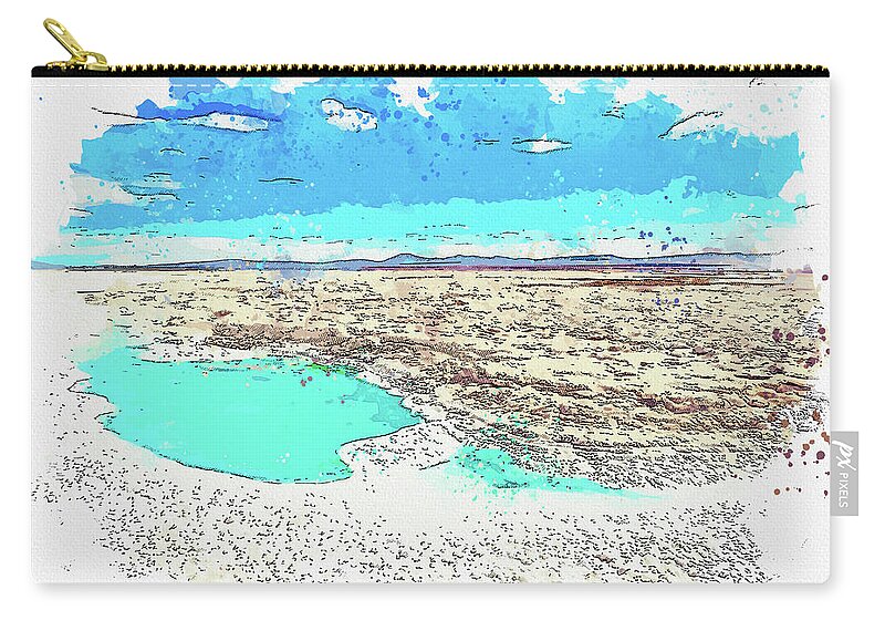 Atacama Zip Pouch featuring the painting Atacama Desert Argentina in watercolor ca by Ahmet Asar #3 by Celestial Images