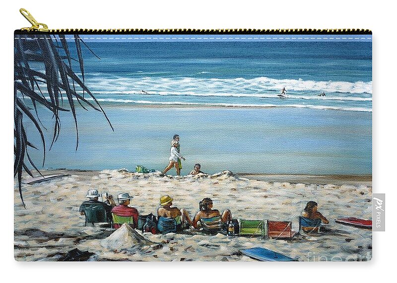 Beach Zip Pouch featuring the painting Burleigh Beach 220909 #3 by Selena Boron